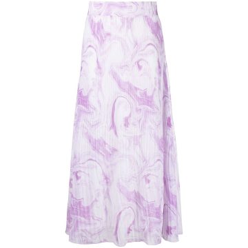 abstract-print plissé skirt