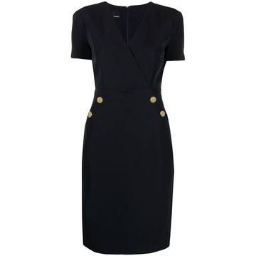 fitted V-neck wrap dress