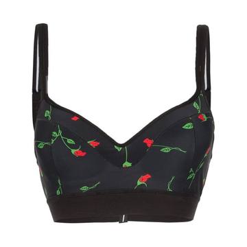 Push It rose print sports bra