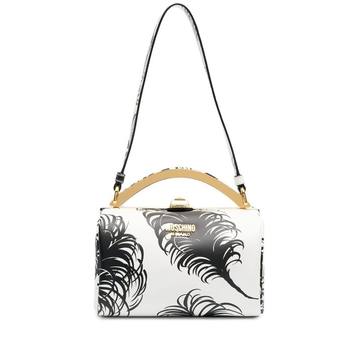 all-over feathers top-handle shoulder bag