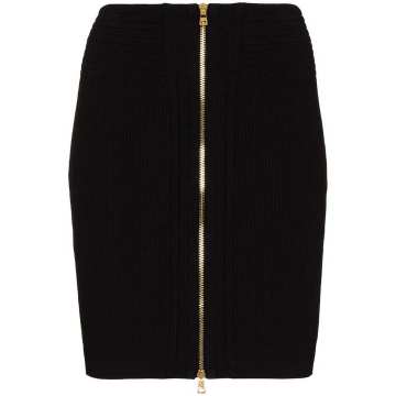 knitted zip-up miniskirt