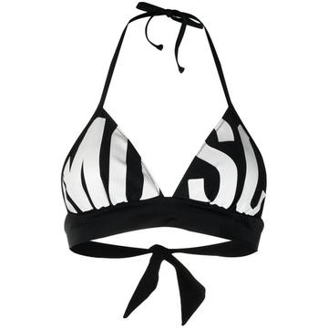 logo-print bikini top