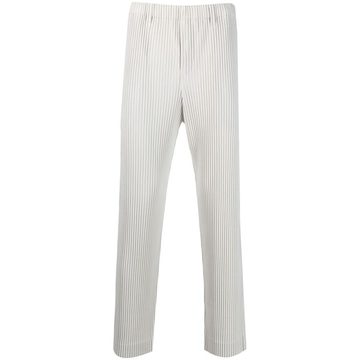 pleated straight-leg trousers