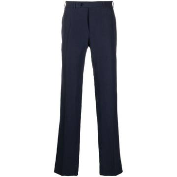 straight-cut linen-blend trousers