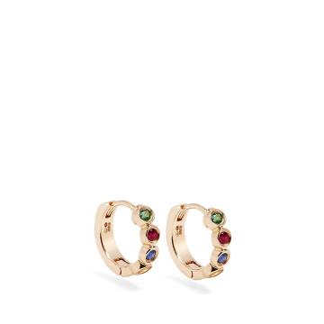 Sapphire, ruby, emerald & gold Twister earrings