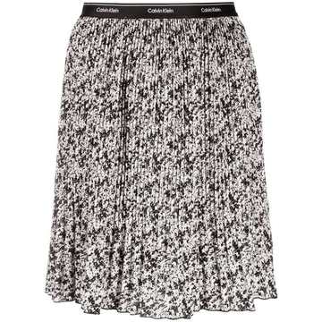 floral-print pleated skirt