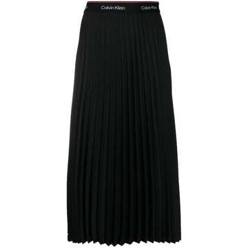 logo-tape pleated skirt