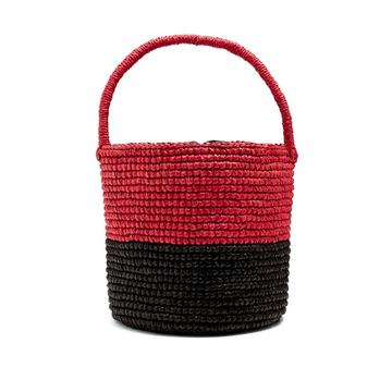 Bi-colour toquilla-straw basket bag