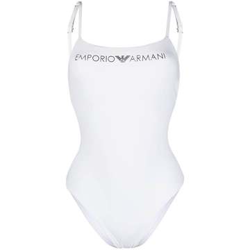 logo-print crossover-straps one-piece