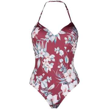 floral-print tie-fastening one-piece