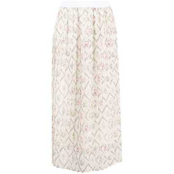 floral-print A-line skirt