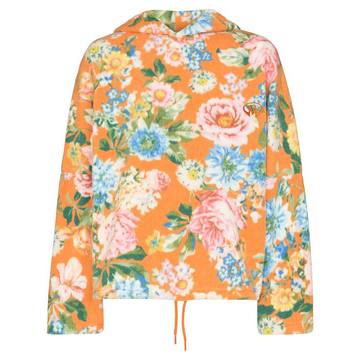 floral-print fleece hoodie