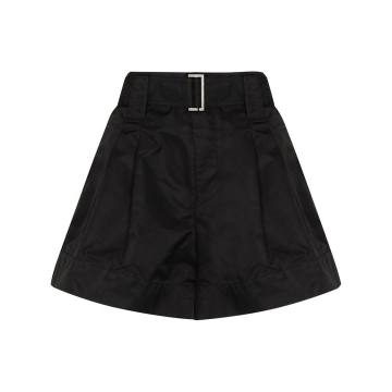 thigh-length belted shorts