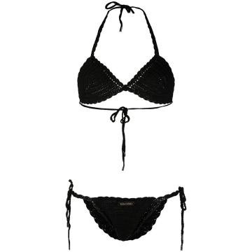 knitted logo-patch bikini