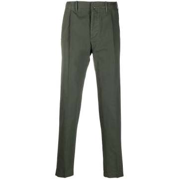 slim-cut cotton-blend trousers