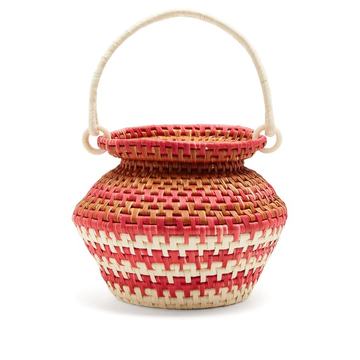 Sculptured toquilla-straw basket bag