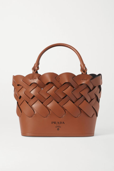 编织皮革中号手提包| Prada - idollook