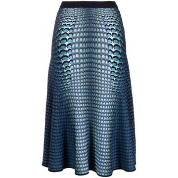 Moon Fish-print midi skirt