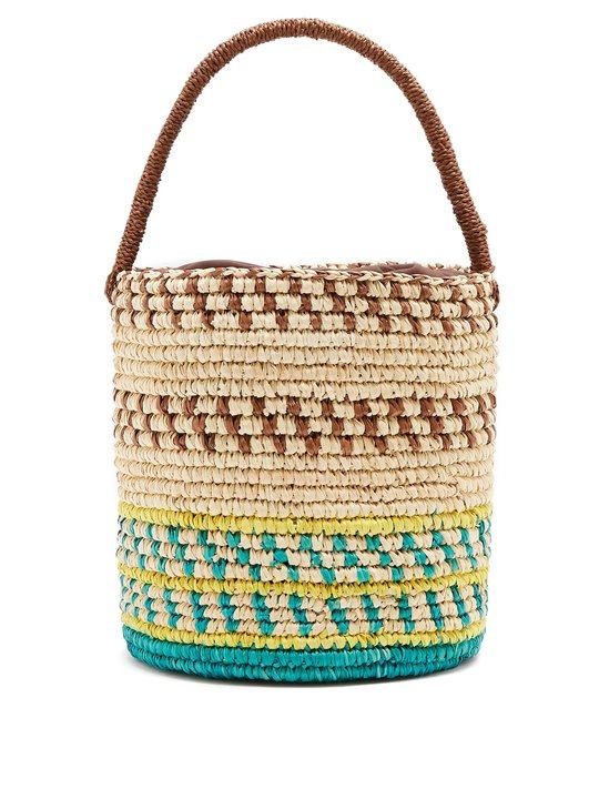 Striped toquilla-straw basket bag展示图