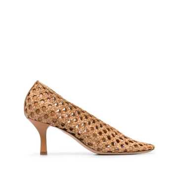 woven leather pumps