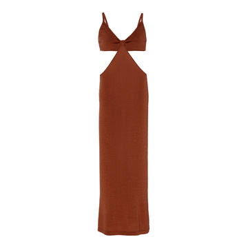 Serita Cotton-Blend Ribbed-Knit Cutout Dress