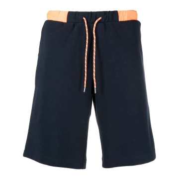 two-tone cotton track shorts