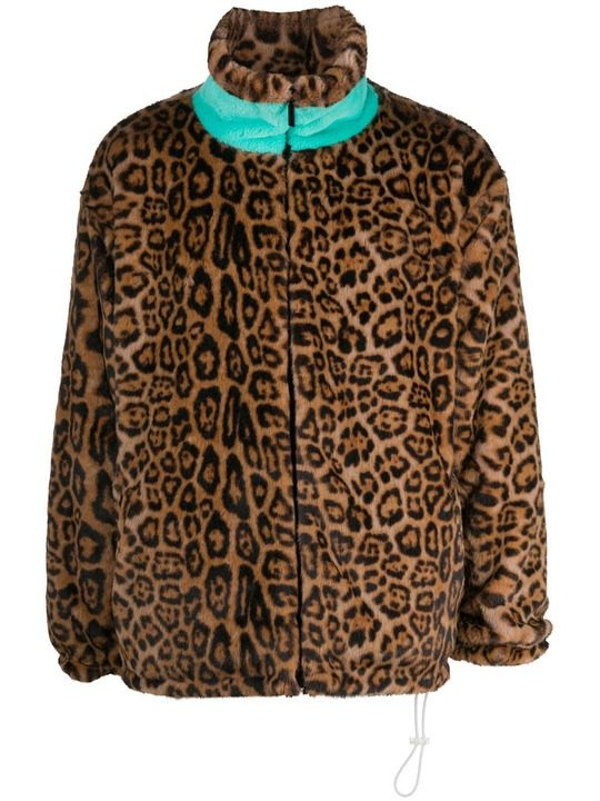 faux fur leopard print coat展示图