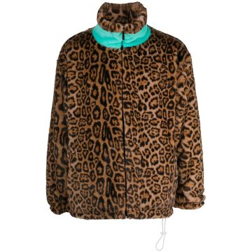 faux fur leopard print coat