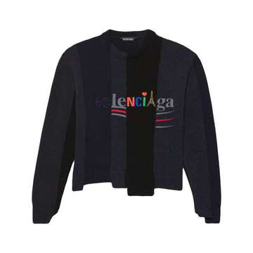 panelled multi-logo jumper