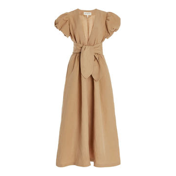 Savannah Belted Tencel-Linen Midi Dress