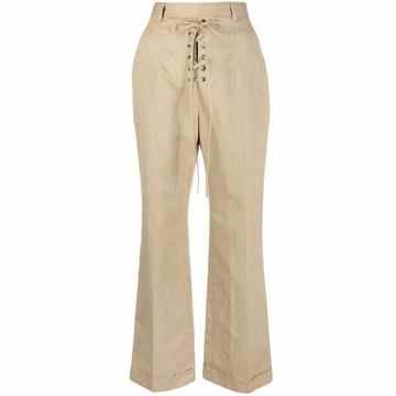 lace-up straight-leg trousers