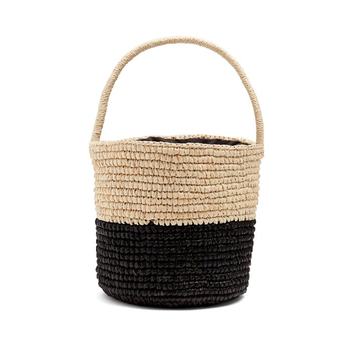 Bi-colour toquilla-straw basket bag