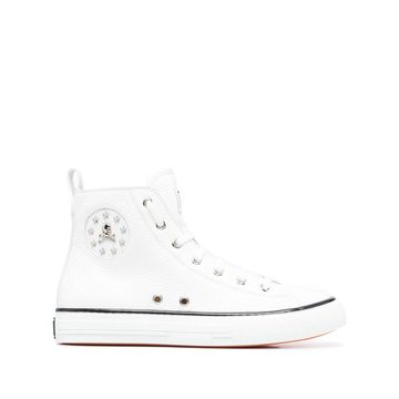 leather hi-top sneakers