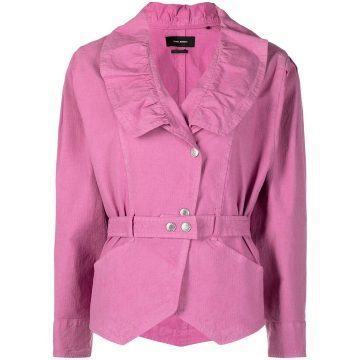 ruffle-collar belted jacket