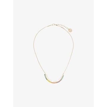 gold metallic, green and yellow netflix and chill swarovski crystal necklace