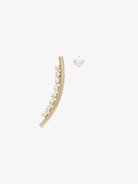 gold plated brass stud and pearl tube earring展示图