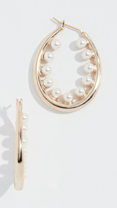 人造珍珠椭圆形耳环展示图