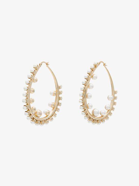 gold plated pearl hoop earrings展示图