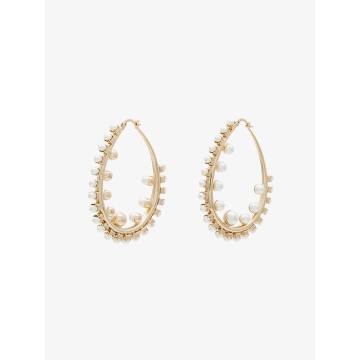 gold plated pearl hoop earrings