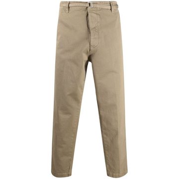 belted straight-leg chinos