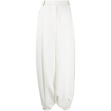 high-waisted harem-silhouette trousers