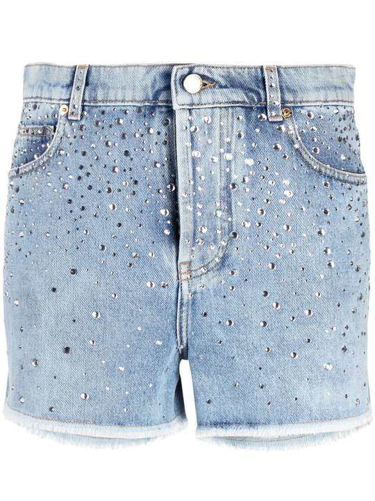 crystal-embellished denim shorts展示图