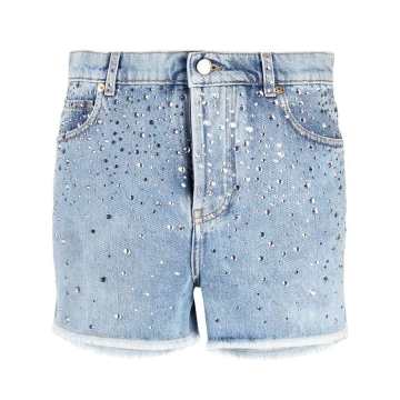 crystal-embellished denim shorts