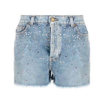 rhinestone-embellished denim shorts