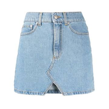 logo-embroidered mini denim skirt