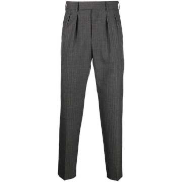 stripe-pattern feather-detail tailored trousers