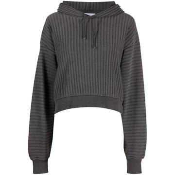 ribbed terry-cloth crop hoodie