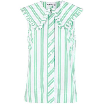 oversize collar striped sleeveless shirt