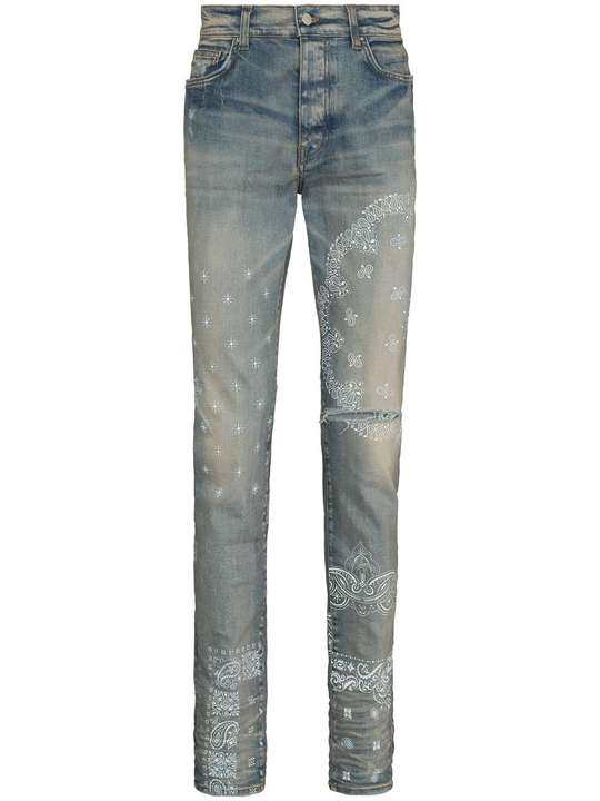 bandana-print distressed-effect jeans展示图