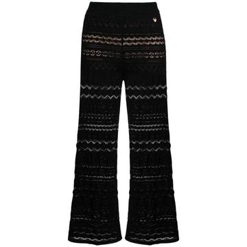 cropped crochet-knit trousers